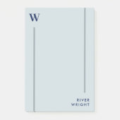 Post-it® Gris d'aluminium et Monogramme et nom de la marine (Devant)