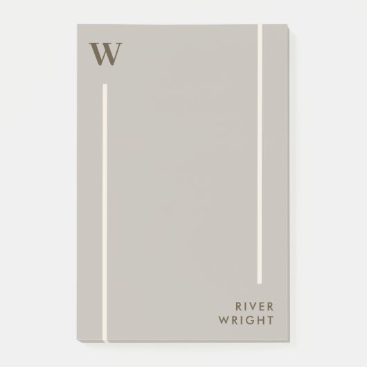 Post-it® Gris de brouillard de goût et Monogramme Brown et  (Devant)