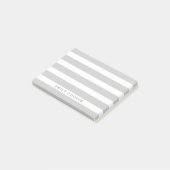 Post-it® Gris et blanc rayures classiques Monogramme (Incliné)