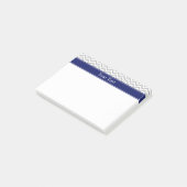 Post-it® Gris SLg Chevron Marine Nom Monogramme (Incliné)