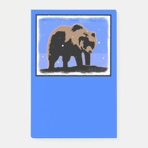 Post-it® Grizzly Bear en hiver - Art original de la faune
