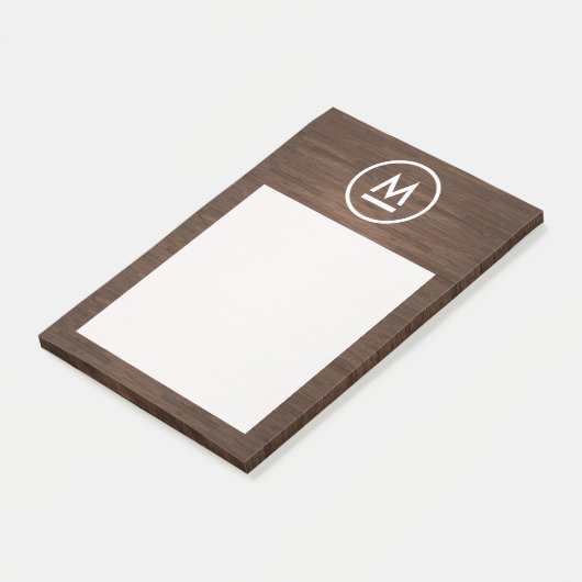 Post-it® Gros Monogramme moderne initial sur bois Brown (Incliné)