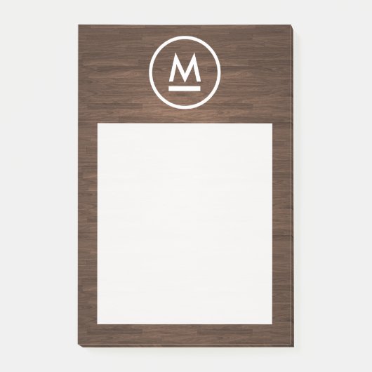 Post-it® Gros Monogramme moderne initial sur bois Brown (Devant)