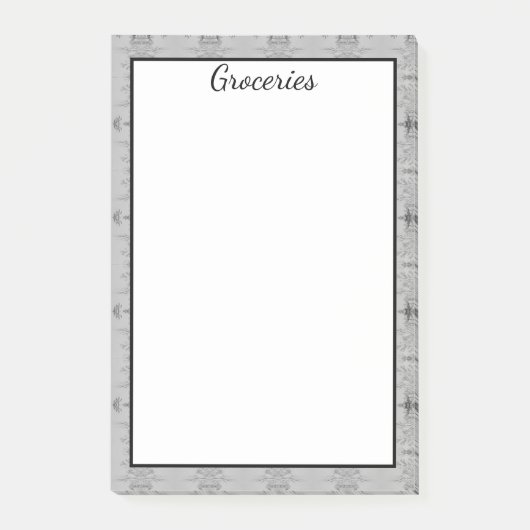 Post-it® Grosse Note D'Épicerie Avec Gris Et Noir (Devant)