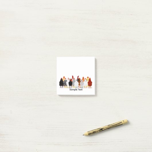 Post-it® group of various breeds of chickens design post it (Sur un bureau)