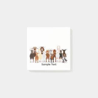Post-it® group of various breeds of goats design post it