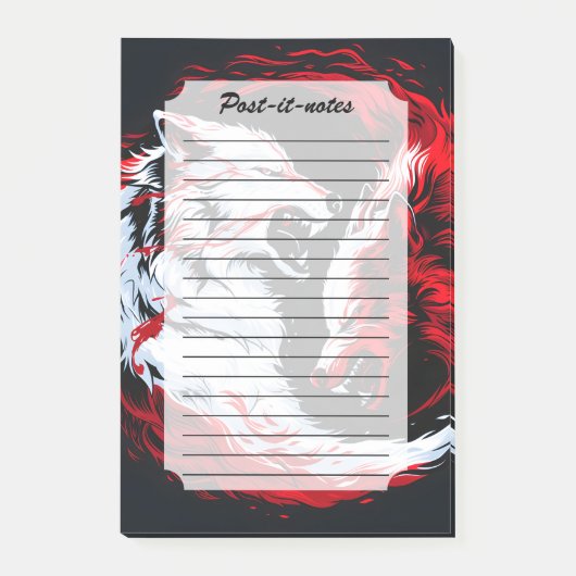 Post-it® Guerrier Loup Cosmique Rouge Blanc (Devant)