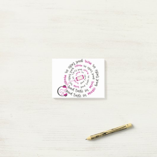 Post-it® Guillemet de fille Bon goût en musique mauvais goû (Sur un bureau)