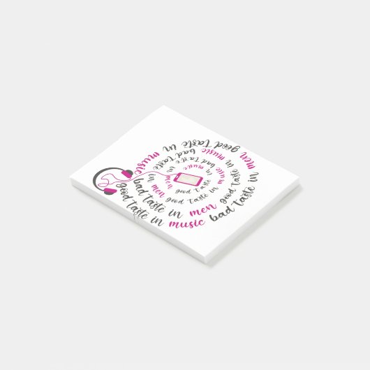 Post-it® Guillemet de fille Bon goût en musique mauvais goû (Incliné)