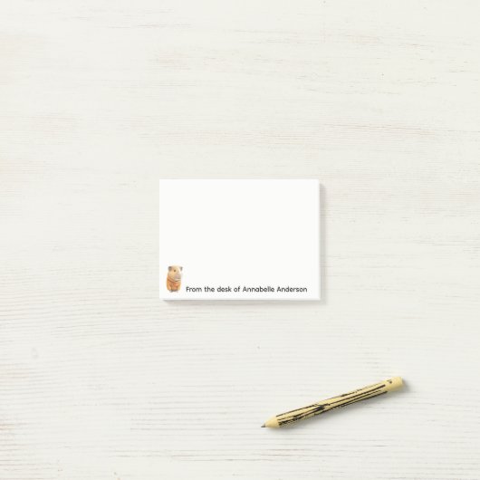 Post-it® Guinéen Cochon dans un pull orange (Sur un bureau)