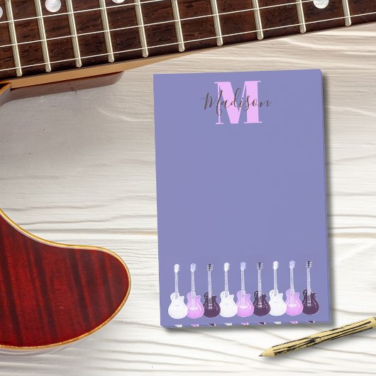 Post-it® Guitare électrique acoustique violet rose monogram