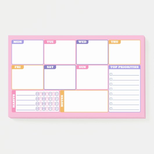 Post-it® Habitudes et activités hebdomadaires des planifica (Devant)