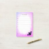 Post-it® Halloween chauve-souris volante sur violet et blan (Sur un bureau)