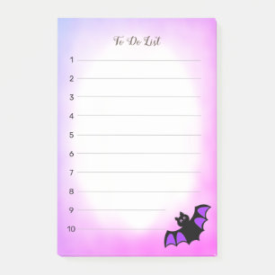 Post-it® Halloween chauve-souris volante sur violet et blan