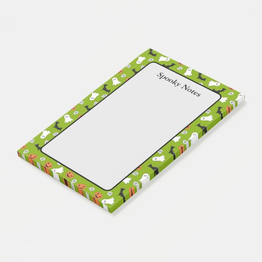 Post-it® Halloween Citrouille Fantôme chauve chaux vert cha (Incliné)