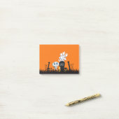 Post-it® Halloween Graveyard Éffrayant Cute Skeleton & Ghos (Sur un bureau)