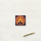 Post-it® Halloween Jack-o'-lantern citrouille visage et ara (Sur un bureau)