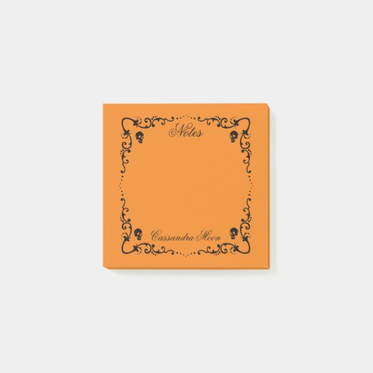 Post-it® Halloween Orange & Black Magic Border Personnalisé (Devant)