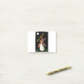 Post-it® Halloween - Petite Fille avec Balai et Chat Noir (Sur un bureau)
