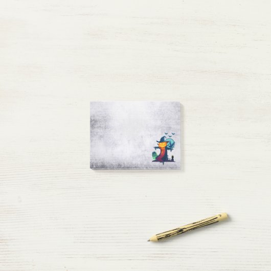 Post-it® Halloween Scarecrow With Bats Crow and Owl (Sur un bureau)
