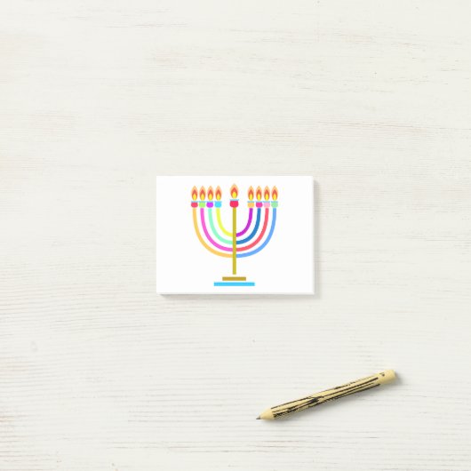 Post-it® Hanoukka Menorah Lights Symbole de vacances (Sur un bureau)