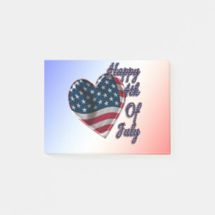Post-it® Happy 4 juillet USA Flag Heart