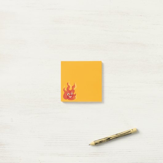 Post-it® Happy Burning Fire Flame Character (Sur un bureau)