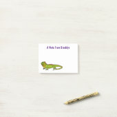 Post-it® Happy green iguana cartoon (Sur un bureau)