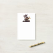 Post-it® Happy Grey Hippo tenant Daisy, mignonne Love Photo (Sur un bureau)