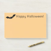 Post-it® Happy Halloween Black Flying Bat Orange Notes (Sur un bureau)