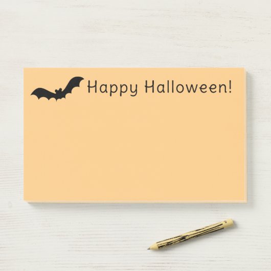 Post-it® Happy Halloween Black Flying Bat Orange Notes (Sur un bureau)