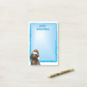 Post-it® Happy Howlidays Retriever à revêtement plat (Sur un bureau)