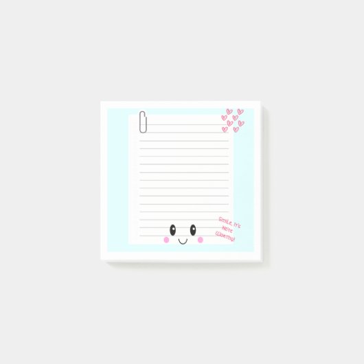 Post-it® Happy Notes Blue : Kawaii Sticky Notes (Devant)