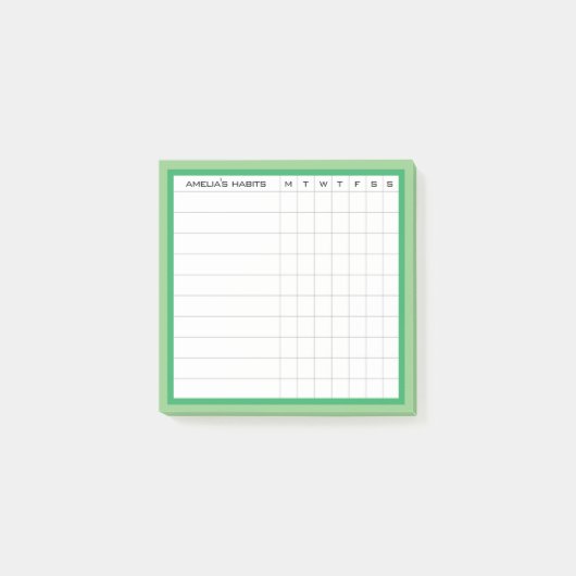 Post-it® Happy Stripe Collection Habit Tracker en vert (Devant)