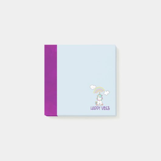 Post-it® Happy Vibes Typographie Awesome Rainbow & Unicorn (Devant)