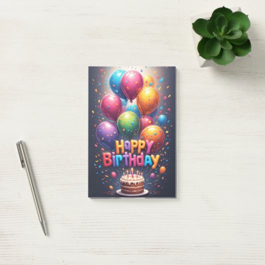 Post-it® Hapy Birthday Cake Post-It Notes (Bureau)