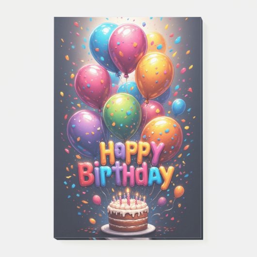 Post-it® Hapy Birthday Cake Post-It Notes (Devant)
