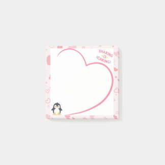 Post-it® Heart Frame and Kawaii Penguin pink post it notes