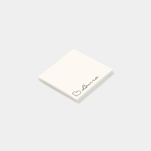 Post-it® Heart Your Name Script Custom Gift Sticky Notes (Incliné)
