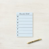 Post-it® Hebdomadaire bleu-clair nommé de manuscrit pour (Sur un bureau)