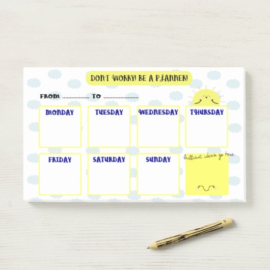POST-IT® HELLO SUNSHINE - WEEK PLANNER (Sur un bureau)