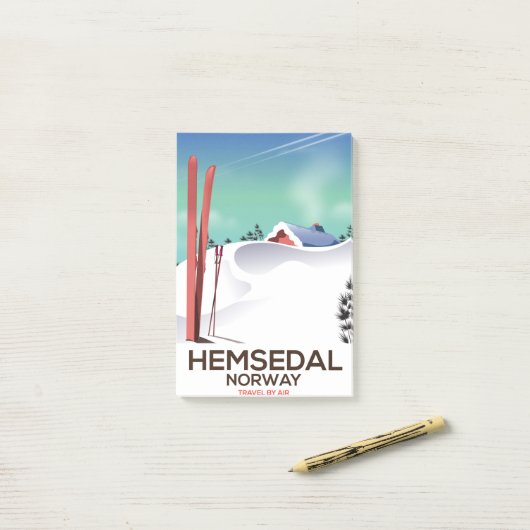 Post-it® Hemsedal Norvège affiche de voyage (Sur un bureau)