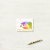 Post-it® Hérisson mignon arc-en-ciel Aquarelle (Sur un bureau)