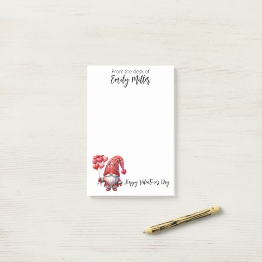 Post-it® Heureuse Sainte-Valentin Gnome (Sur un bureau)