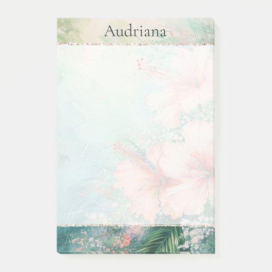 Post-it® Hibiscus blanc de pêche tropicale Floral (Devant)