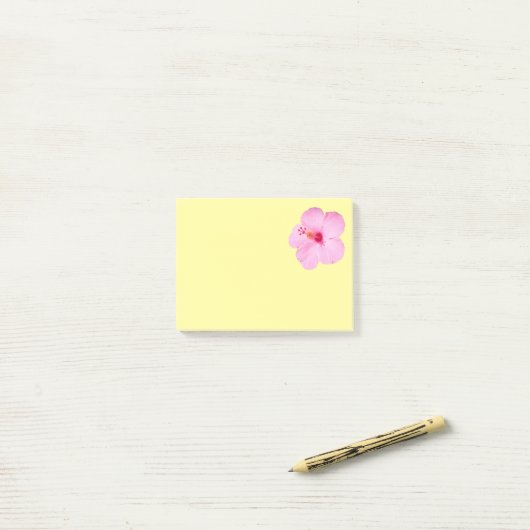 Post-it® Hibiscus rose Fleur tropicale (Sur un bureau)