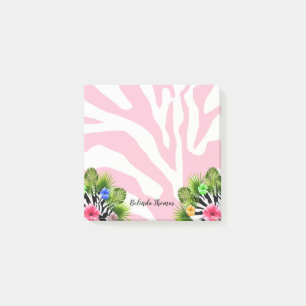 Post-it® Hibiscus tropical et rayures exotiques de zèbre ro