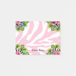 Post-it® Hibiscus tropical et rayures exotiques de zèbre ro