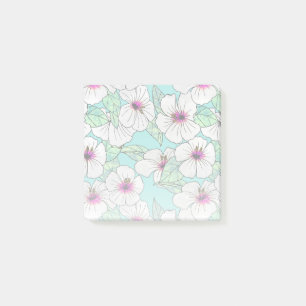 Post-it® Hibiscus tropical rose et blanc Motif floral