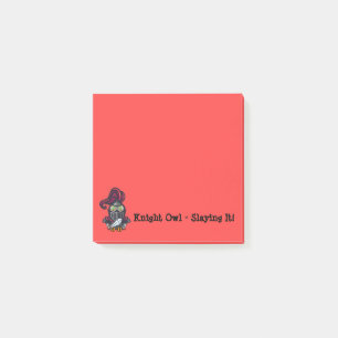 Post-it® Hibou de nuit habillé en armure de chevalier carré